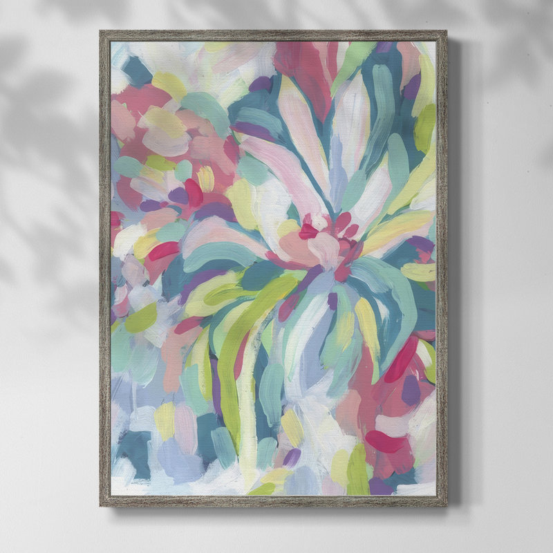 «Tropical Bloom Kaleidoscope II», reproduction encadrée - bois massif, H 15 po x l 12 po