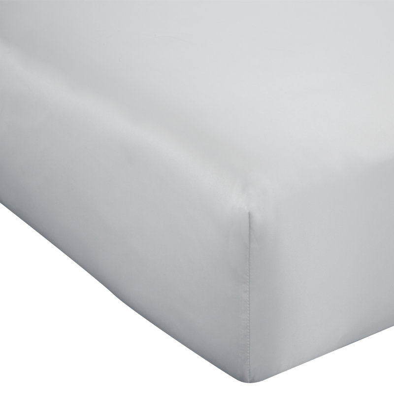 Silky Soft Satin Fitted Sheet, Double (4'6), Silver