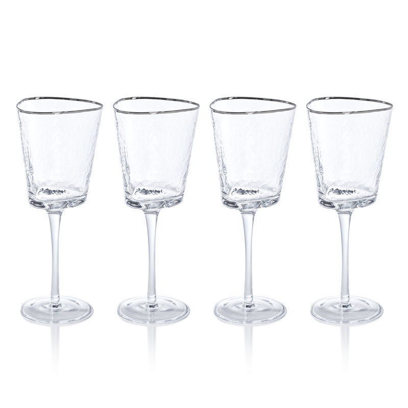 Sinquefield Triangular Wine Glasses with Platinum Rim, Set of 4