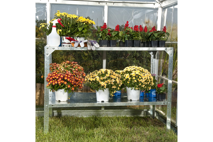 steel potting bench with two shelves