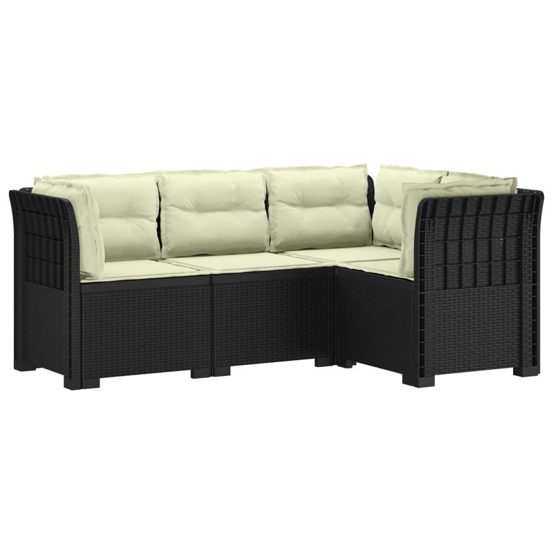 62 cm W Patio Sofa with Cushions, Cream, Anthracite