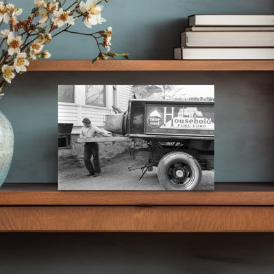 «1940S Man Pulling Out Chute to Deliver Coal In Baster From Truck From Retro Classic Vintage Art mural