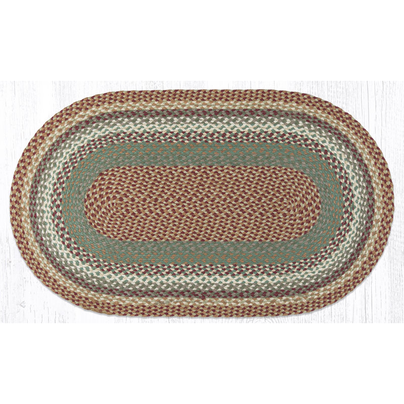 Tapis tressé ovale en babeurre / canneberge Earth Earth, Ovale 2 pi 3 po x 3 pi 9 po
