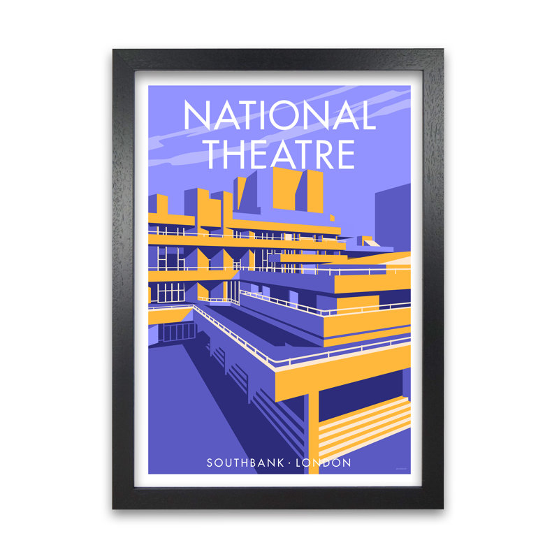 London National Theatre by Stephen Millership - Print, Black, 59.4 cm H x 84.1 cm W x 5 cm D