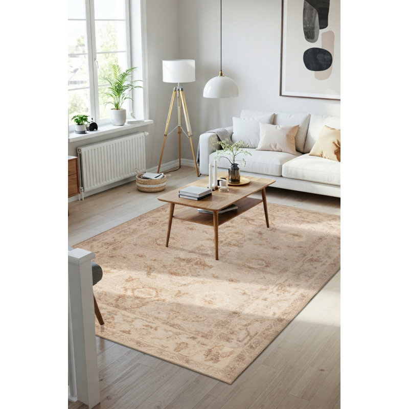 Tapis en chenille tissé à motif rétro Lucien, Rectangle 3 pi 10 po x 5 pi 3 po