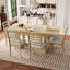 Ensemble de table de salle à manger extensible 7 pièces, table de ferme avec rallonge 18 ", table de cuisine rustique en bois 78" et chaises rembourrées 6 pièces, ensemble de table de salle à manger extensible pour salle à manger-973298261