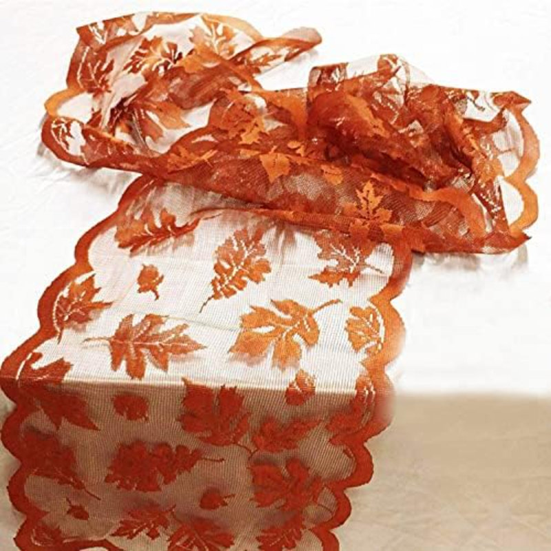 Chemin de table d'automne décorations d'automne pour la maison 13 x 72 pouces érable feuilles dentelle