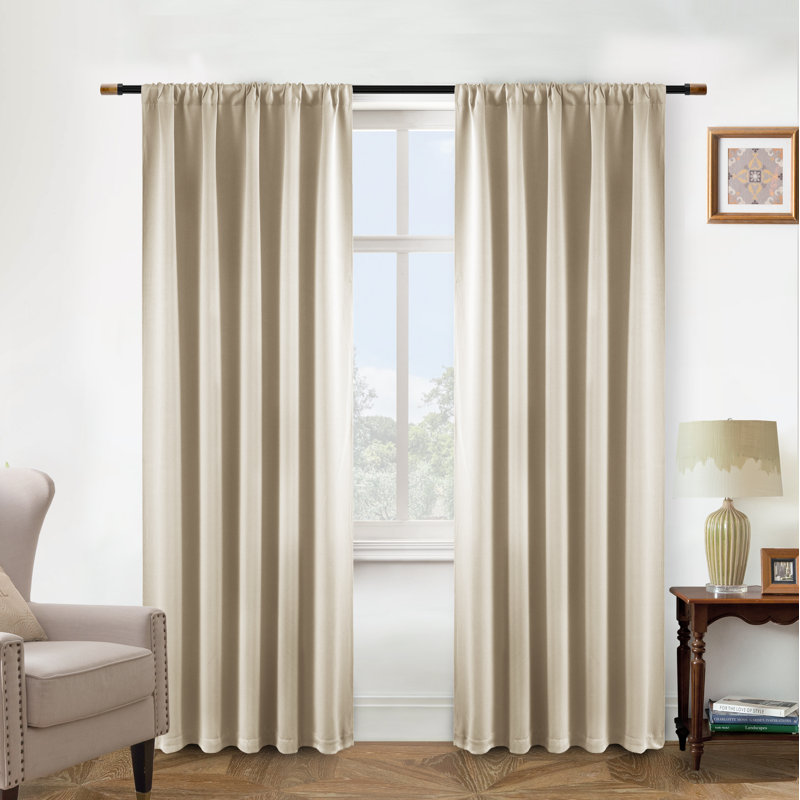 Panneau de rideau occultant et isolant de couleur unie avec passe-tringle 1 panneau, L 52 po x L 84 po, Beige, 1