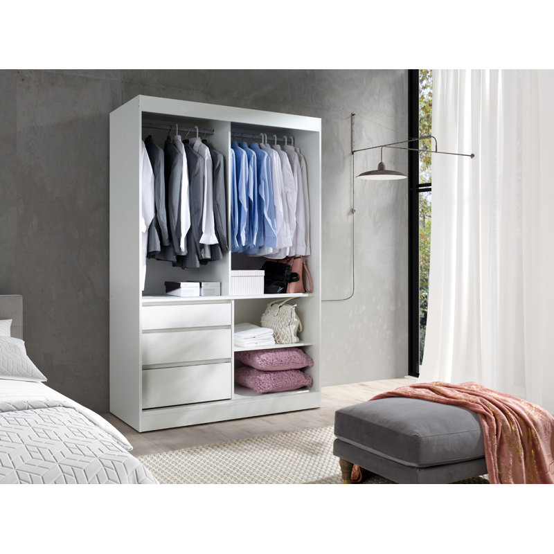 Luraine 1 Door Manufactured Wood Wardrobe, White