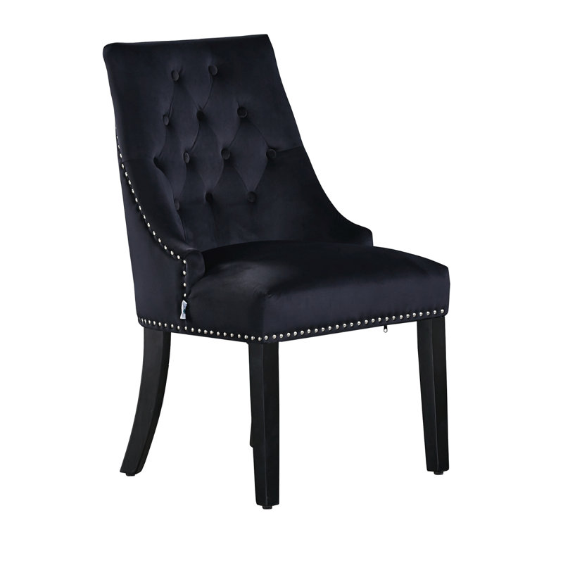 Scott Velvet Dining Chairs - Ergonomic Scoop Knockerback and Solid Wood Legs - Tufted Side Chair for Dining Room Kitchen Living Room
