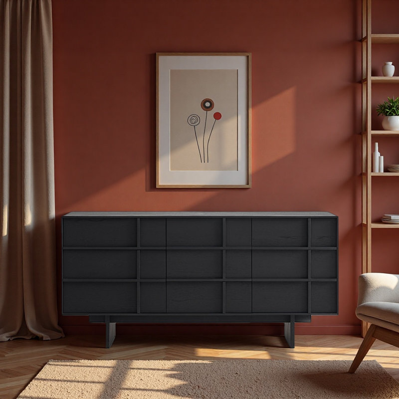 Commode rétro et simple, Noir