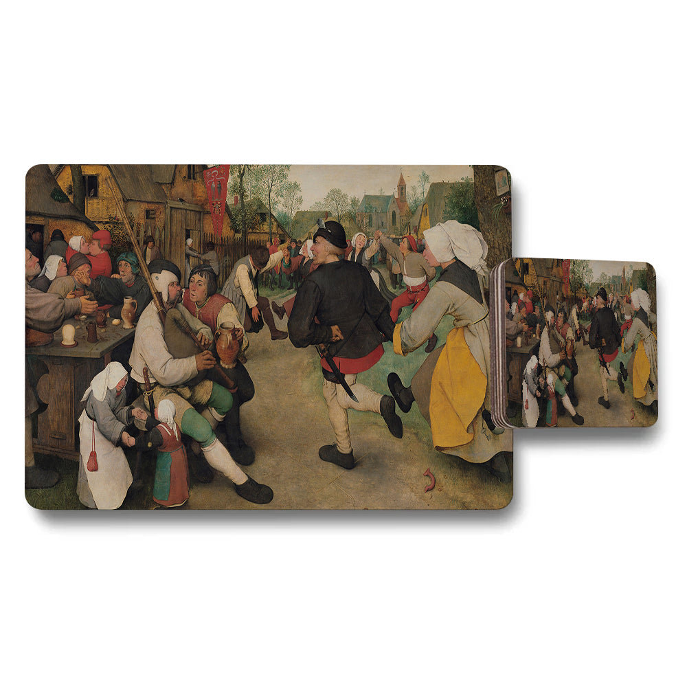 Classic Art Placemats and Coasters Set Featuring Historical Scene