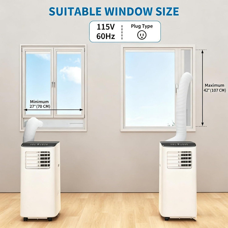 Ensemble de 2 climatiseurs portatifs de 8 000 BTU, unité de climatisation 3 en 1 avec refroidisseur, déshumidificateur et ventilateur, télécommande, pour les pièces jusqu'à 350 pieds carrés, ensemble de fenêtre