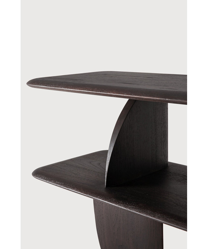 Geometric Solid Wood Geometric Bookcase, Dark Brown