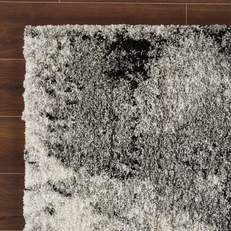 Shag Adrian Grey/Black Rug, Rectangle 7'10" x 10'