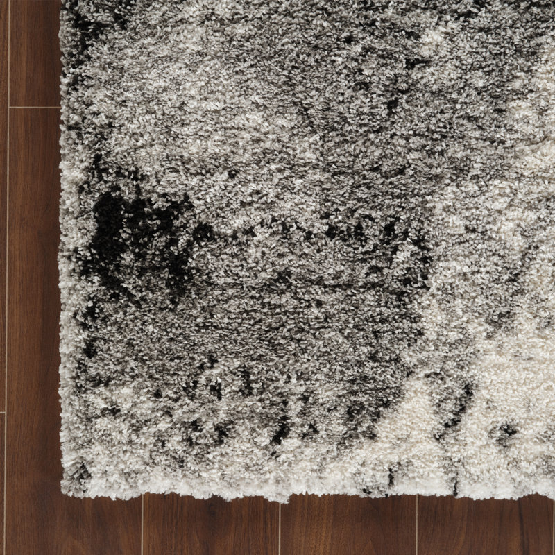 Tapis à poils longs gris / noir Adrian, Rectangle 10 pi x 14 pi