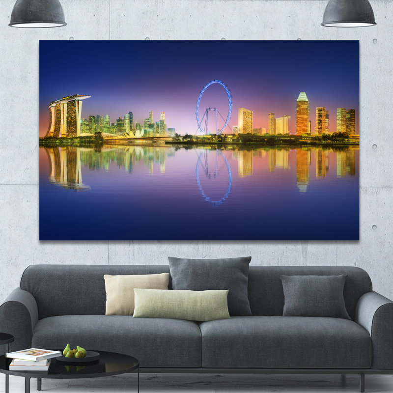 «Singapour Skyline and Blue Sky», impression, Toile tendue, H 20 po x l 20 po x P 1 po