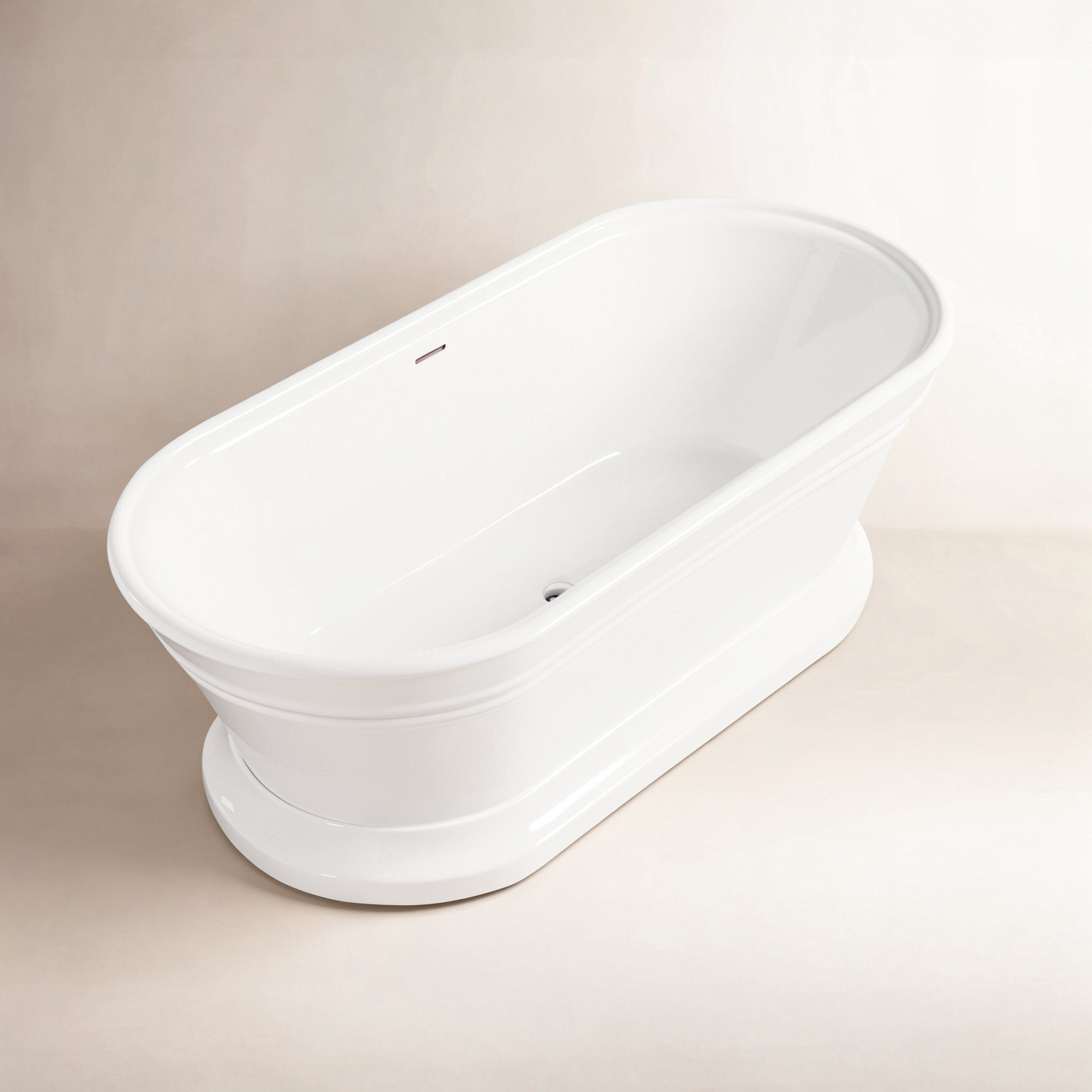 Athena 59" Freestanding Soaking Acrylic Bathtub, White/Integrated Overflow