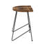 Tabouret de bar industriel moderne avec siège en bois de manguier teint et base en métal noir
