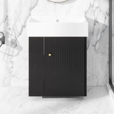 Meuble-lavabo flottant 21,6 po avec lavabo, rangement ouvert à gauche
