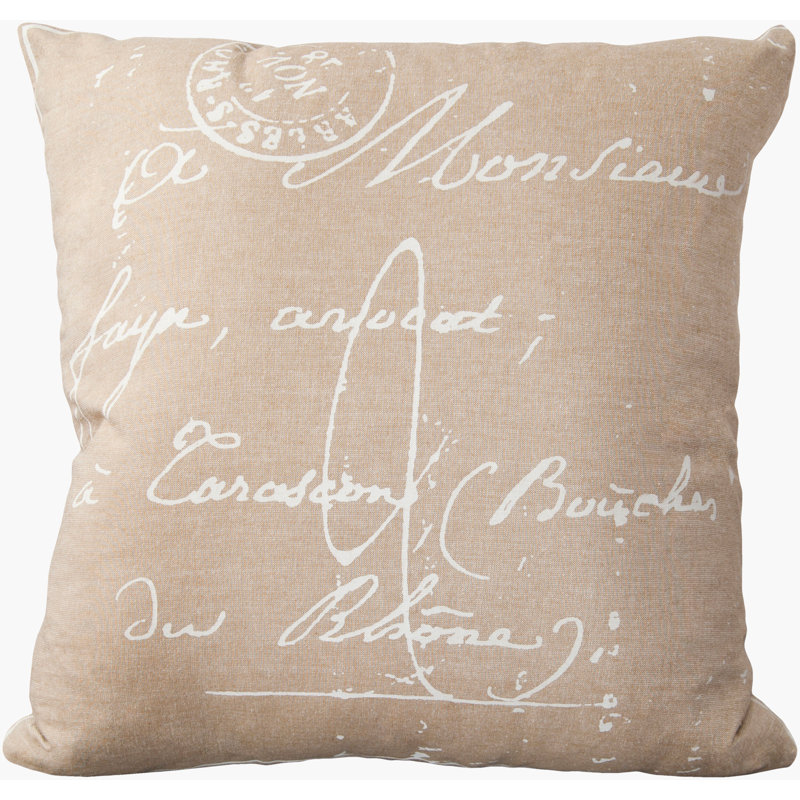 Geometric Cotton Throw Pillow, 18" H x 18" W x 4" D, Gray/Beige, Down