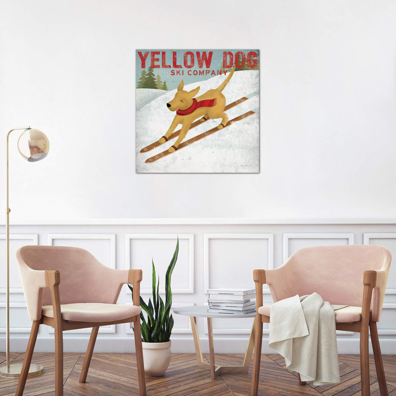 Yellow Dog Ski Co. by Ryan Fowler - Print on Canvas, 45.72 cm H x 45.72 cm W, Black Floater Framed