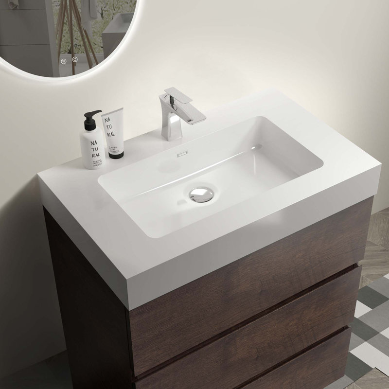 Meuble-lavabo autoportant moderne avec lavabo sans drain et robinet