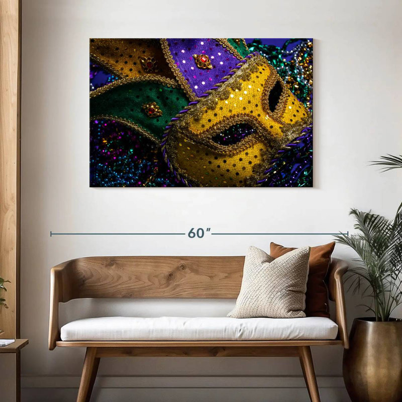Lelend Ornate Mardi Gras Mask, 30" H x 45" W
