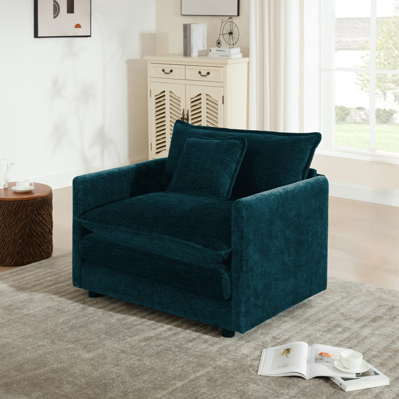 Fauteuil de lecture Comfy, 33" H x 40.9" W x 34.2" D, Dark Teal