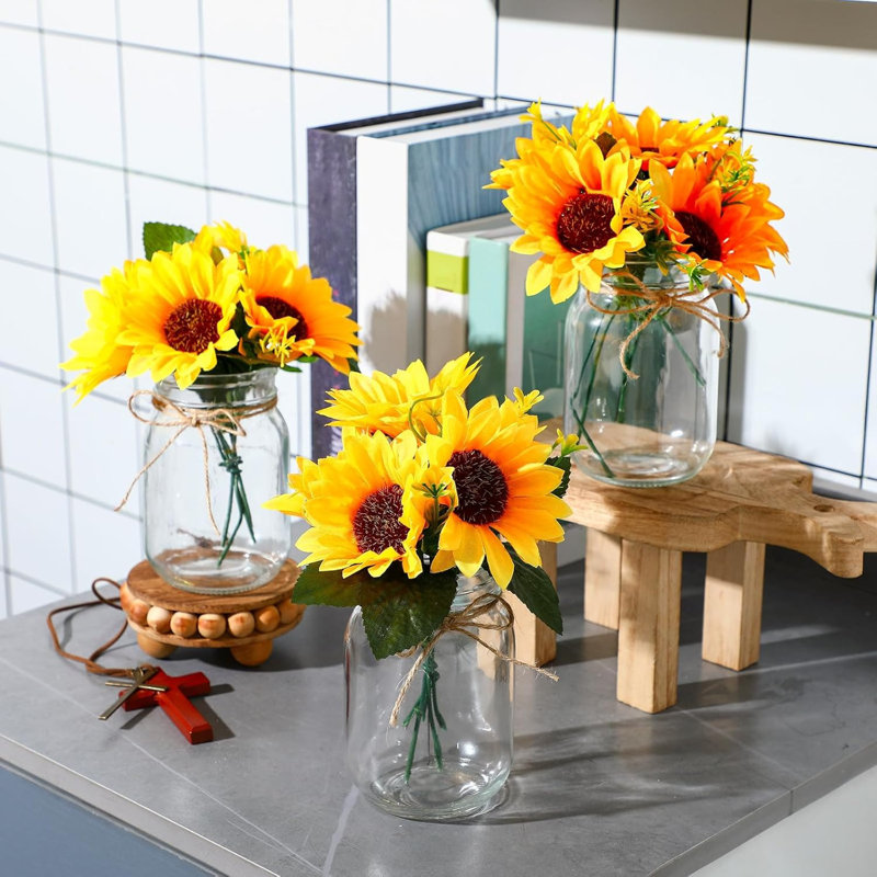 10-piece Sunflower Mason Jar Flower Centerpiece Set
