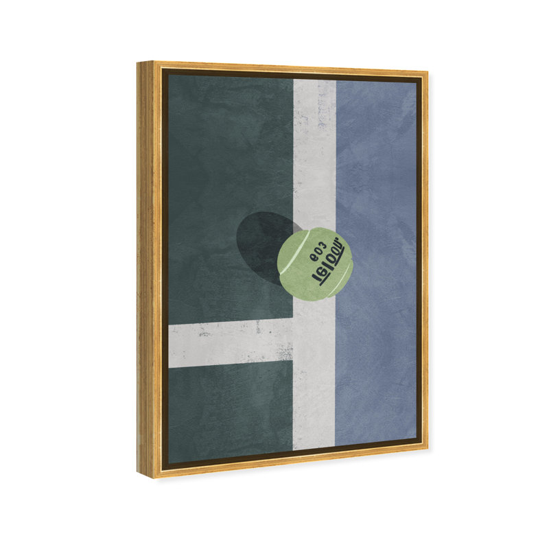 Zone de court de tennis - peinture sur toile, H 45 po x l 30 po, Toile encadrée d'or