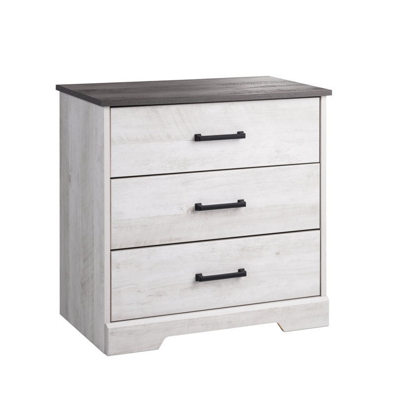 Yazeed 27.5'' Wide 3-Drawer Nightstand, Farmhouse Bedside End Table with 3 Drawers, Storage for Bedroom, Office, Living Room, 16.25" D x 27.5" W x 26.75" H, Washed White