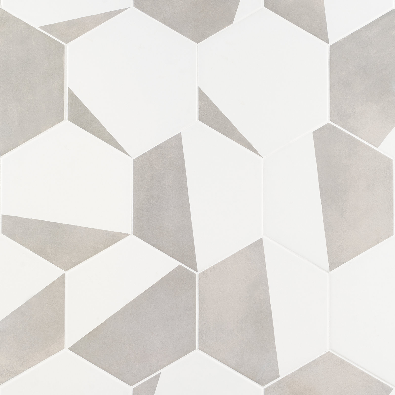 GeoHex Burst 8" Porcelain Tile, Sand