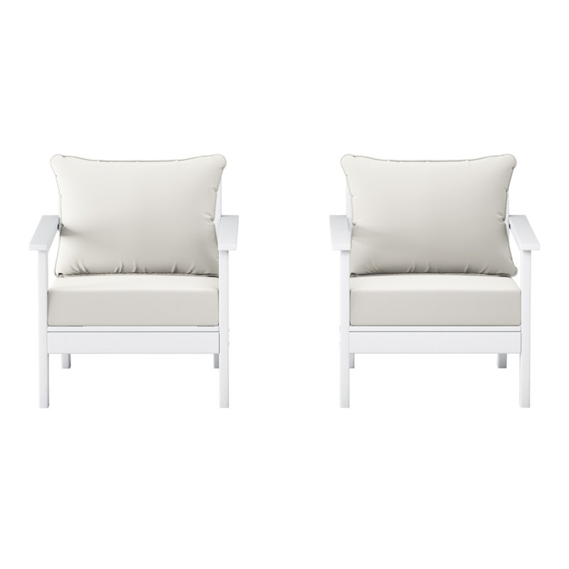 Chaise profonde avec coussins (ensemble de 2), White, Blanc