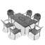 Ensemble de 7 pièces de mobilier de patio en aluminium coulé avec cadre et coussins bleus