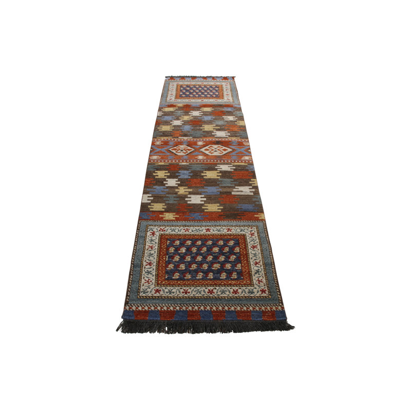 Rug & Kilim’S Tribal Runner In Beige-Brown All Over Geometric Pattern, Runner 2'6" x 10'