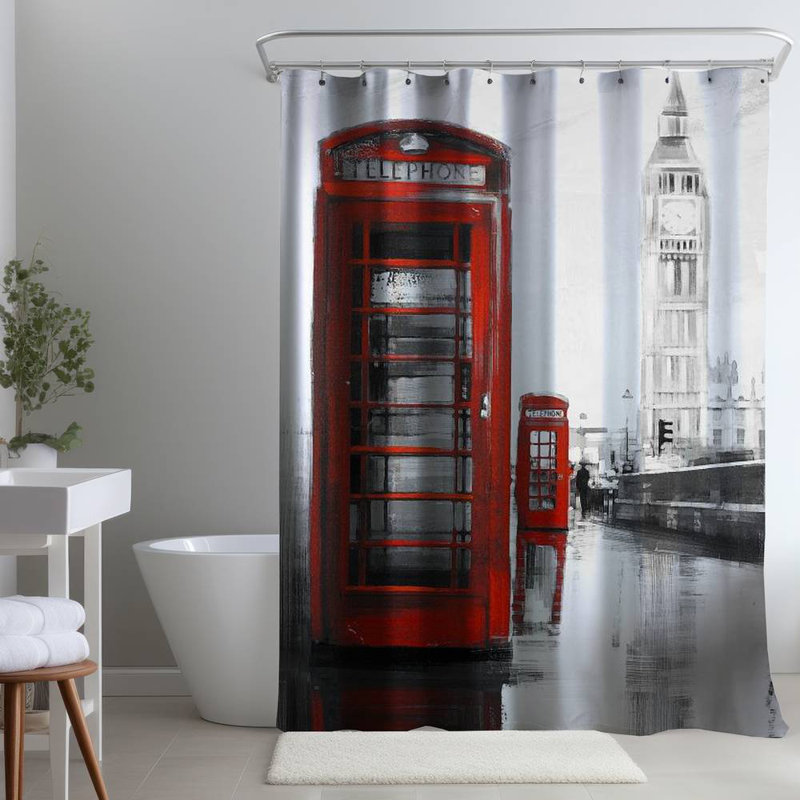 Shower Curtain CI187 – Polyester Shower Curtain, Dye Sublimation Print, 71" W × 74" L