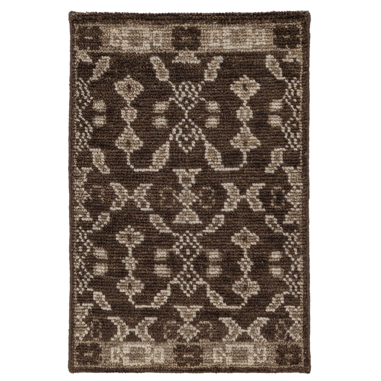 Villa Hand Knotted Wool Indoor Rug, 3'x5', Brown