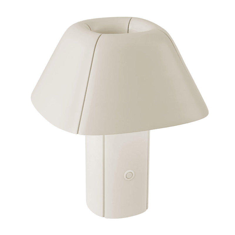 Folio 10-in Black dimmable LED Table Lamp, Pearl White