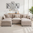 Canapé modulaire en U en chenille de 108 po de large avec 2 repose-pieds et coussins