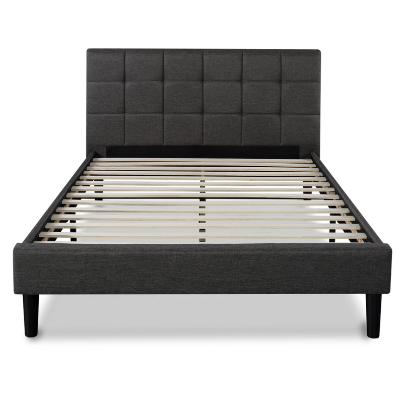 Cardington Upholstered Bed Frame with Square Tufted Headboard, Double (4'6)