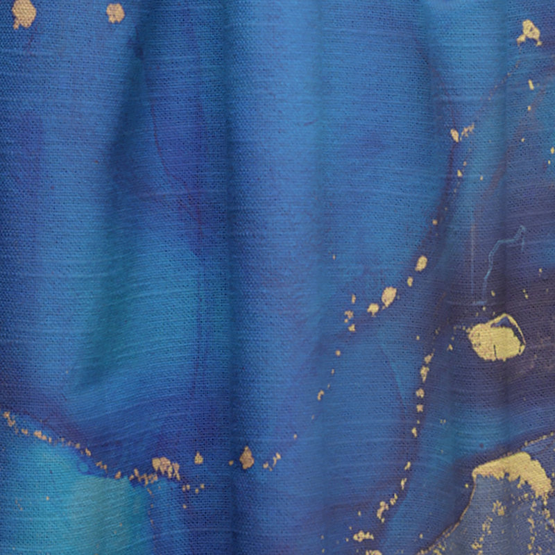 Blue Luxury Abstract Fluid Art XI - Modern Curtain Panels, 52" W x 63" L