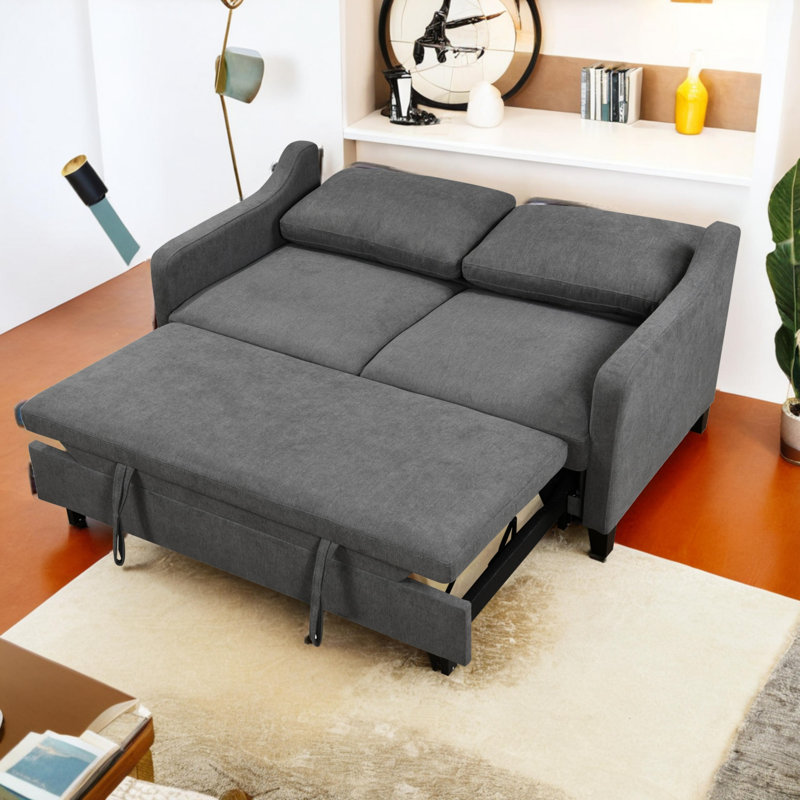 Canapé-lit ferme convertible 3 en 1 Zaryab, Polyester gris foncé