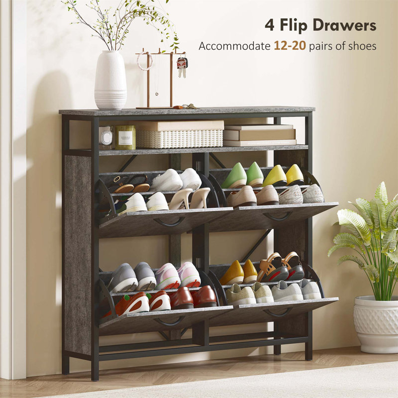 20 Pair Flip Down Shoe Storage, Grey