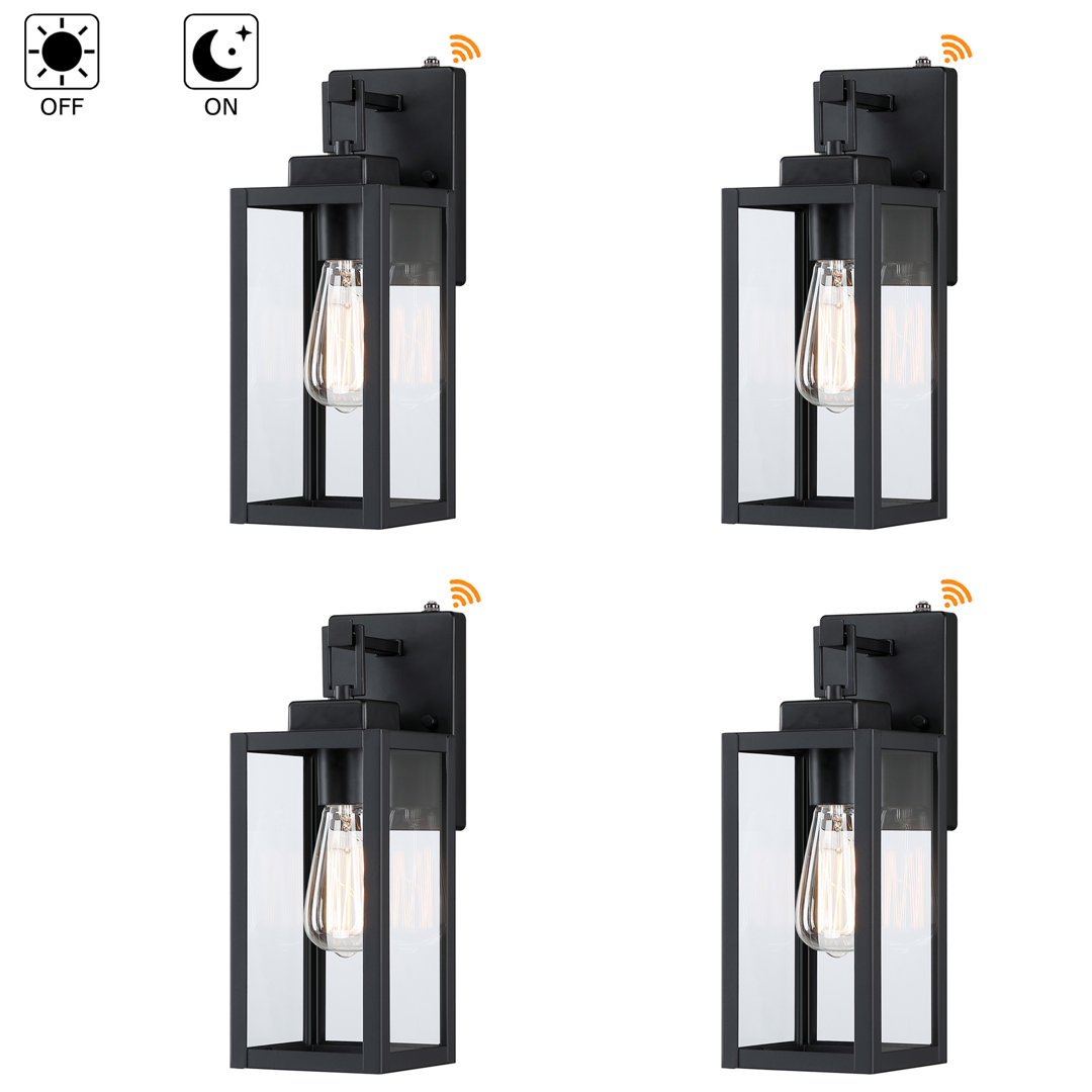 4-pack Outdoor dusk-to-dawn sensor Wall Light with Matte Black Finish (Set of 4) 17 Stories 