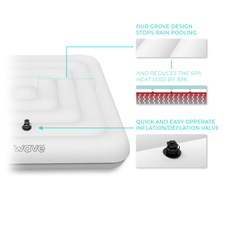 Wave Spa Inflatable Thermal Hot Tub Cover | Square 2-4 Person | White