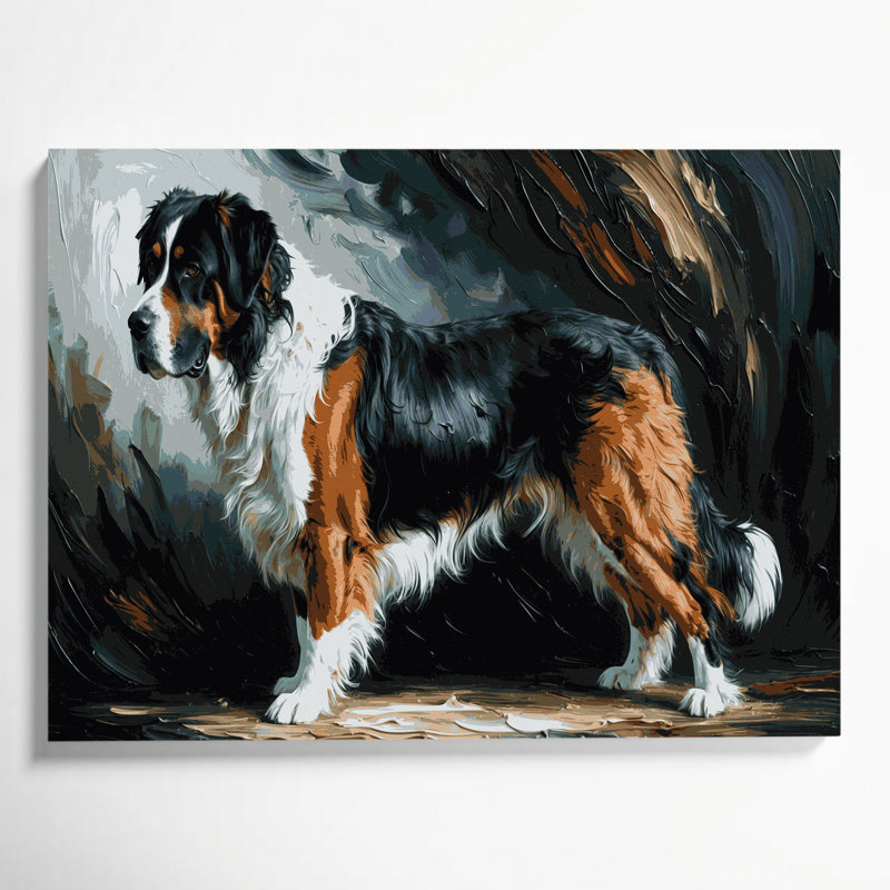 Dogs Greater Swiss Mountain Dog Black Canvas Wall Art, 24" H x 36" W