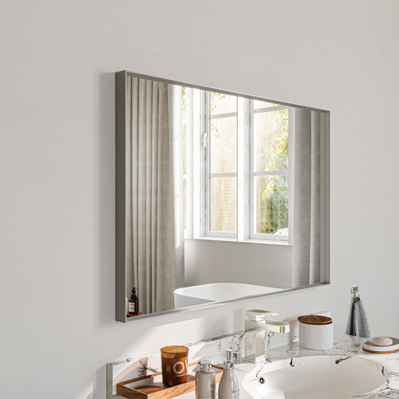 Miroir de salle de bain mural, Argent argent, 24 po x 36 po