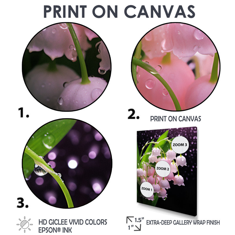 «Rose Lily of the Valley Flower Morning Bliss», art mural lys, Wrapped Canvas, 20"H x 12"W