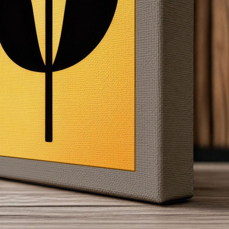 Daisy Study Mid-Century - Wrapped Canvas, 36x24 - 91.4 x 61.0 cm, Taupe Border